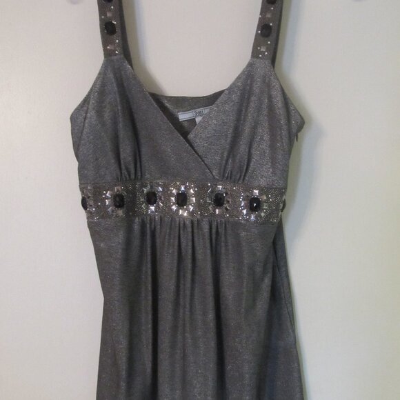 Silver Metallic Top with Embellishments Size Small - Picture 6 of 9